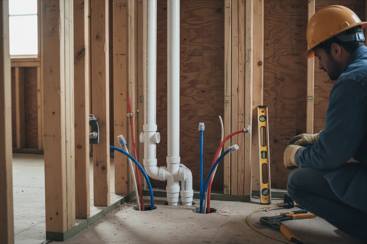 Drain and supply rough-in during Drain Cleaning in Reston