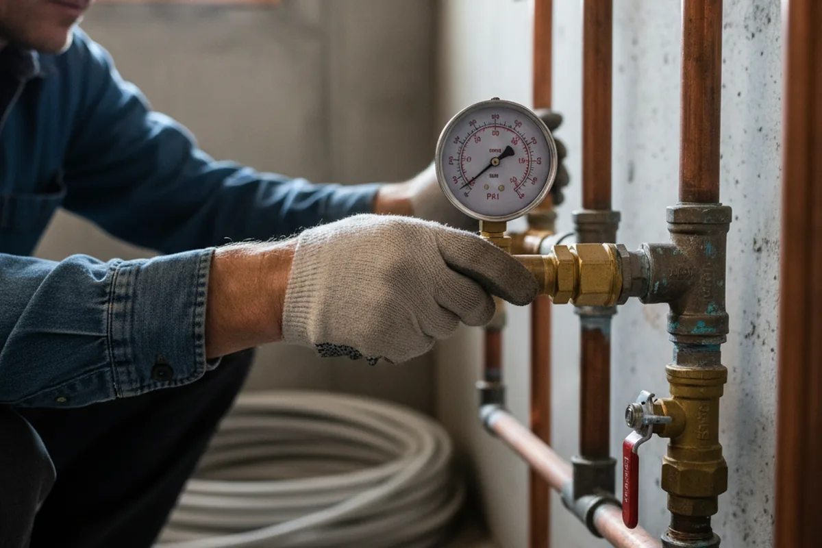 Pressure testing a repaired line during Water Line Repair in Reston